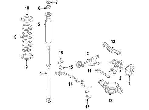 2013 Scion tC Rear Suspension, Lower Control Arm, Upper Control Arm, Stabilizer Bar, Suspension Components Rear Spring Bumper, No.1 Diagram for 48341-75010