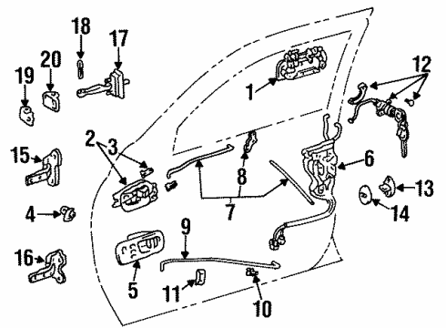 1998 Lexus LS400 Front Door - Lock & Hardware Front Door Outside Handle Assembly, Right Diagram for 69210-50030-A0
