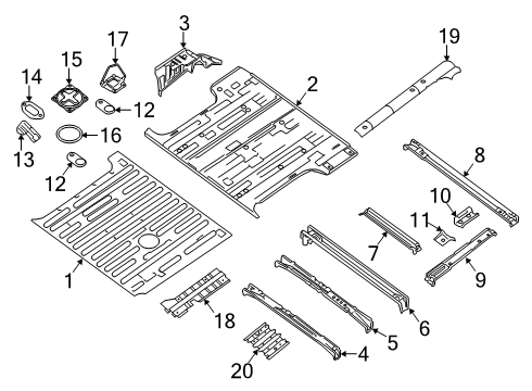 2012 Nissan NV3500 Rear Body - Floor & Rails Floor-Rear, Rear Diagram for 74514-1PB0A