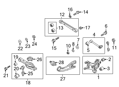 2012 Kia Optima Rear Suspension, Lower Control Arm, Upper Control Arm, Stabilizer Bar, Suspension Components Arm Assembly-Rear Trailing Diagram for 552702T000