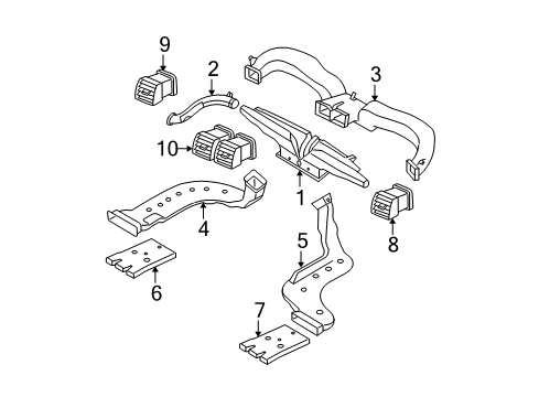 2006 Hyundai Tucson Ducts Duct-Rear Heating Rear, RH Diagram for 97366-2E000