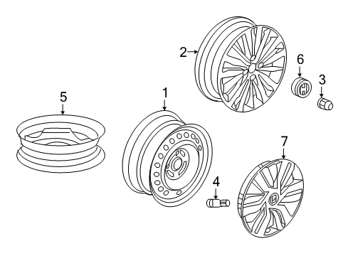 2019 Honda Fit Wheels, Covers & Trim Cap Assembly, Aluminum Wheel Center Diagram for 44732-T5R-A21