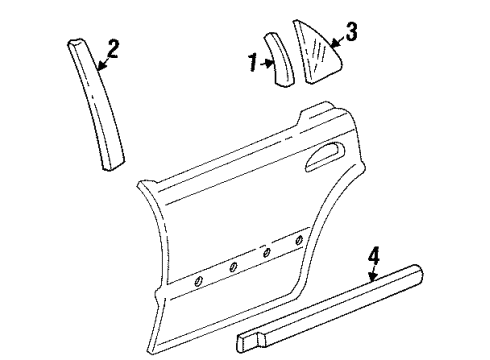 1994 Honda Civic Exterior Trim - Rear Door Molding Assy., R. RR. Door Diagram for 72910-SR4-901