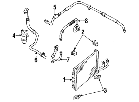 1991 Ford Tempo A/C Condenser, Compressor & Lines Refrigerant Hose Diagram for E73Z19E574B