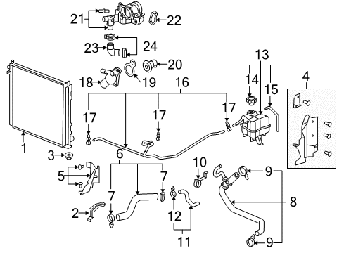 2006 Cadillac STS Radiator & Components Radiator Assembly Diagram for 19259459