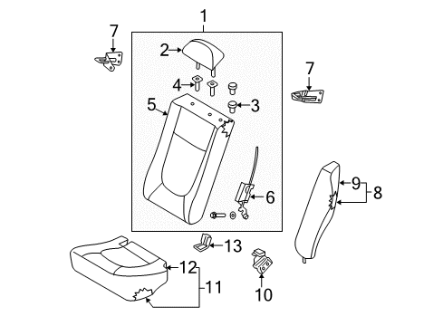 2008 Kia Spectra Rear Seat Components Headrest Assembly-Rear Seat Diagram for 897002F000390