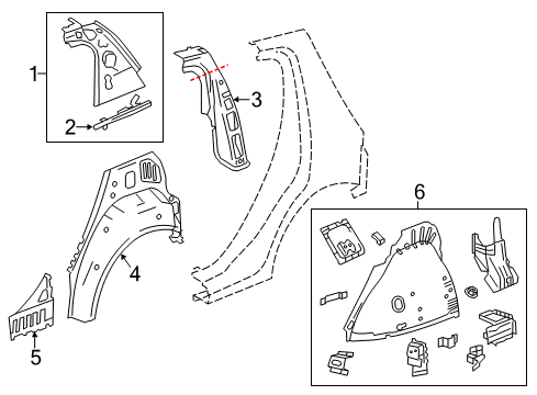 2019 Chevrolet Sonic Inner Structure - Quarter Panel Inner Wheelhouse Diagram for 42426989