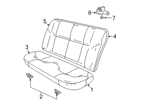 2001 Dodge Stratus Rear Seat Components Rear Seat Cushion Diagram for UN451T5AA