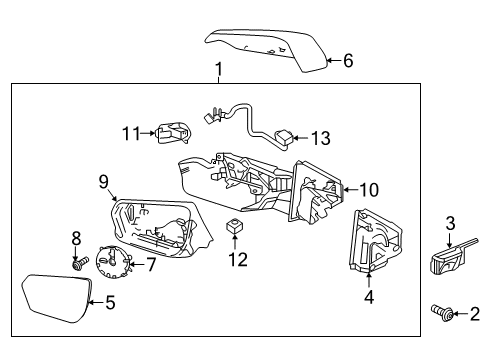 2019 Chevrolet Equinox Outside Mirrors Mirror Assembly Gasket Diagram for 84237683