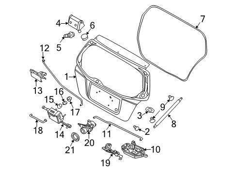 2009 Chevrolet Aveo5 Lift Gate Impact Bar Bolt Diagram for 94500433