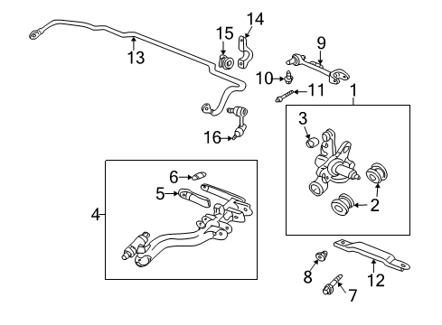 2005 Acura RSX Rear Suspension Components, Upper Control Arm, Stabilizer Bar Bolt, Flange (12X48) Diagram for 90186-SR3-000