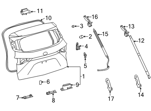 2022 Toyota Sienna Gate & Hardware Lift Cylinder Lower Bracket Diagram for 68948-08011