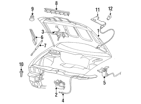 1996 Dodge Intrepid Hood & Components Cable-Hood Latch Diagram for 4580531