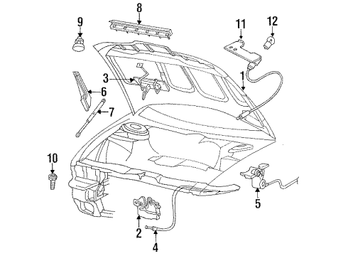 1996 Dodge Intrepid Hood & Components PROP/GAS-Hood Support Diagram for 2AML4468AA