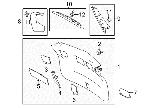 2017 Toyota RAV4 Interior Trim - Lift Gate Lift Gate Trim Diagram for 67750-42051-C0
