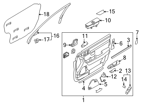 2008 Kia Amanti Front Door Power Window Sub Switch Assembly Diagram for 935753F55526