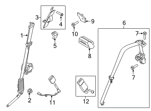 2017 Ford F-150 Seat Belt Center Buckle Diagram for FL3Z-16611B70-AA