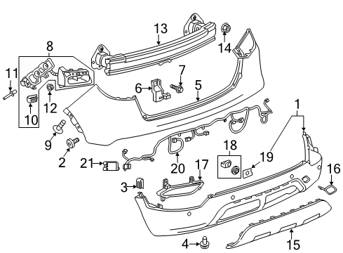 2018 Buick Encore Rear Bumper Reflector Diagram for 42503030