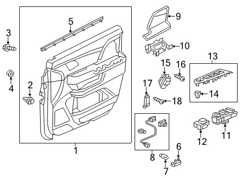 2017 Honda Odyssey Power Seats Weatherstrip, L. FR. Door (Inner) Diagram for 72375-TK8-A01