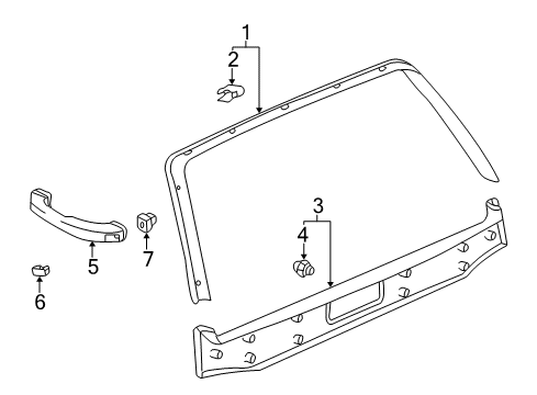 2007 Lexus LX470 Interior Trim - Lift Gate Pull Handle Plate Diagram for 74293-32010