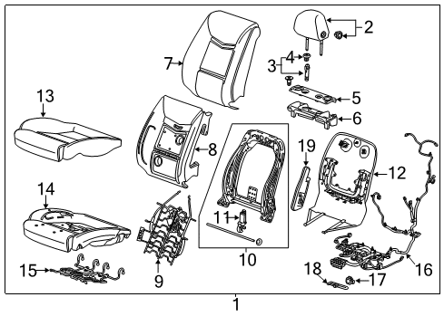 2013 Cadillac XTS Driver Seat Components Cushion Cover Diagram for 22882922