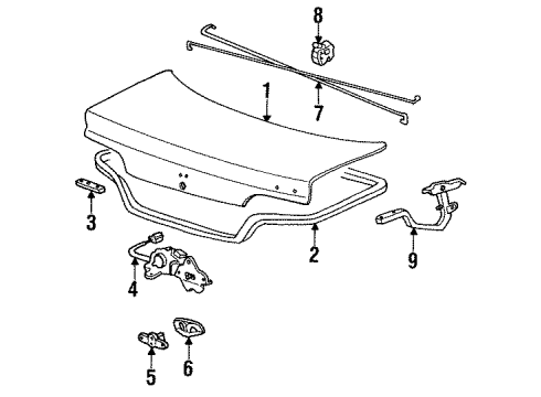 1991 Acura Legend Trunk Lid Hinge, Driver Side Trunk Diagram for 68660-SP1-000ZZ