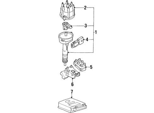 1995 Mercury Cougar Ignition System Cable Set Diagram for F4PZ-12259-J