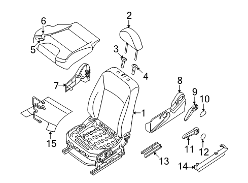 2011 Nissan Sentra Front Seat Components Cover-Seat Slide Inner, RH Diagram for 87303-ET01B