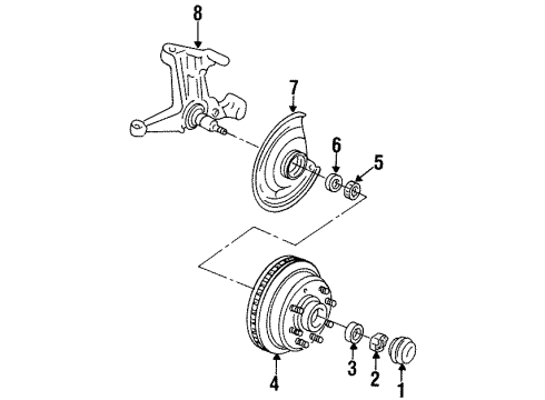 1996 Chevrolet P30 Front Brakes Axle Nut Diagram for 3953436