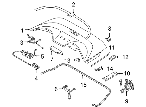 2006 Nissan 350Z Convertible Top Cover-Storage Lid Lock Diagram for 97282-CE400