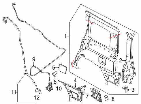2011 Nissan Quest Fuel Door Cable-Assembly Fuel Opener Diagram for 78822-1JA0A