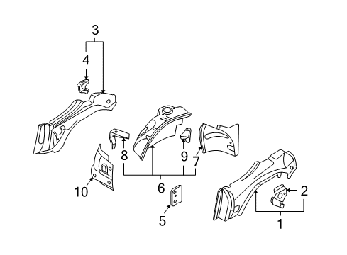 2008 BMW Z4 Inner Structure - Quarter Panel Bracket, Side Panel, Rear Left Diagram for 41007064685