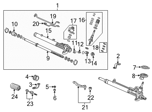 1997 Honda Civic Steering Column & Wheel, Steering Gear & Linkage Valve Sub-Assy., Steering Diagram for 53641-S04-A54