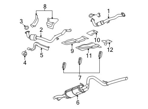 2013 GMC Yukon XL 2500 Exhaust Components Muffler & Pipe Diagram for 20882404