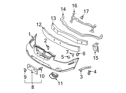 2002 Nissan Maxima Front Bumper FINISHER-Front FASCIA, RH Diagram for 62256-5Y700