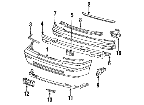 1993 Acura Legend Front Bumper Guard, Front Bumper Corner Diagram for 71173-SP0-A00
