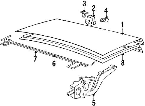 1987 BMW 535i Trunk Lid Actuator Diagram for 51261375956