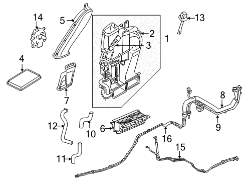 2005 Ford Escape Auxiliary Air Conditioner AC Assembly Diagram for 6M6Z-10B810-AA