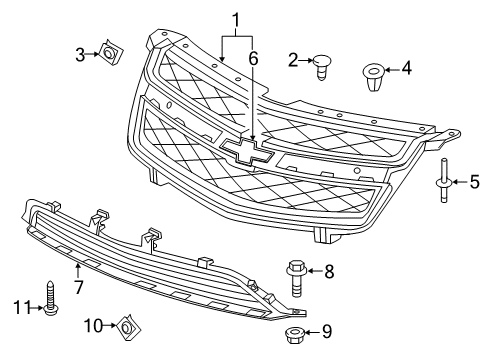 2012 Chevrolet Volt Grille & Components Grille Asm-Radiator Diagram for 22865818