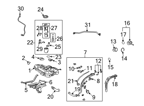 2009 Toyota Matrix Senders Filler Pipe Diagram for 77201-02240