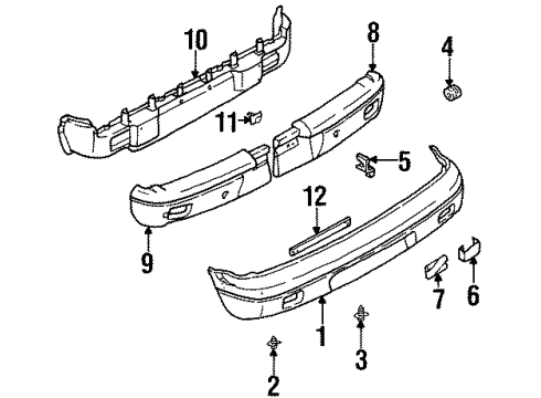 1995 Kia Sportage Rear Bumper Dummy LENSE, LH Diagram for 0K01F51660A