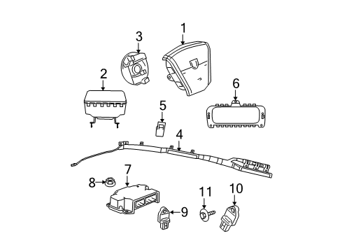 2009 Dodge Caliber Air Bag Components Airbag Steering Wheel Clockspring Diagram for 5156106AG