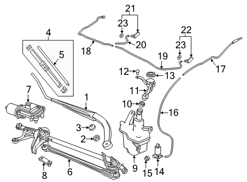 2018 Honda Accord Wiper & Washer Components Motor Assembly, Windshield Washer Diagram for 76806-TVA-A01