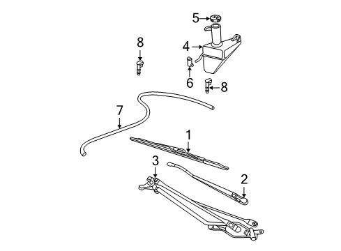1999 Ford F-250 Super Duty Wiper & Washer Components Washer Hose Diagram for 5C3Z-17K605-A