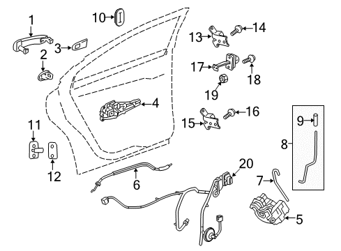 2014 Chevrolet Malibu Rear Door Link Asm-Rear Side Door Check Diagram for 22862875