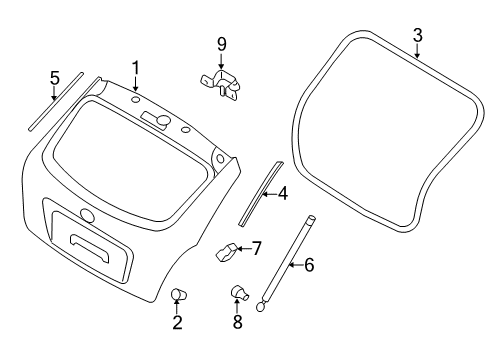 2009 Hyundai Accent Lift Gate Hinge Assembly-Tail Gate Diagram for 79770-1E200