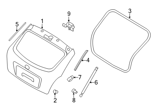 2009 Hyundai Accent Lift Gate Bracket-Tail Gate Lifter, RH Diagram for 81782-1E000