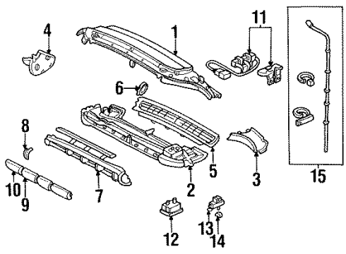 1996 Honda Odyssey Auxiliary Heater & A/C Grille, R. Outlet Side *NH220L* (CLEAR GRAY) Diagram for 80833-SX0-961ZA