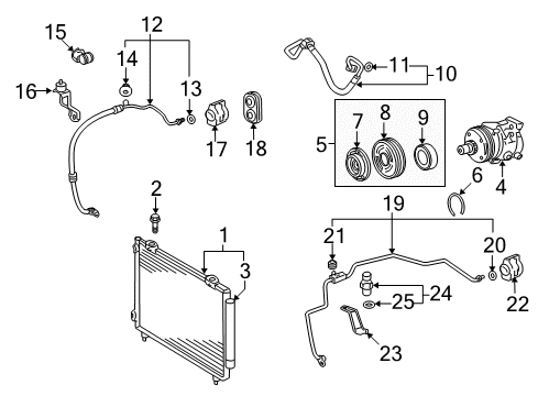 2004 Toyota Corolla A/C Condenser, Compressor & Lines Condenser Diagram for 88450-13031