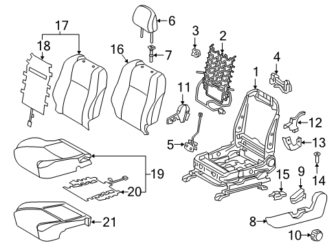 2019 Toyota Tacoma Driver Seat Components Cushion Cover Diagram for 71072-04301-B1